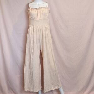 ASOS Pink Strappy Wide Leg Button Up Back Jumpsuit size 6